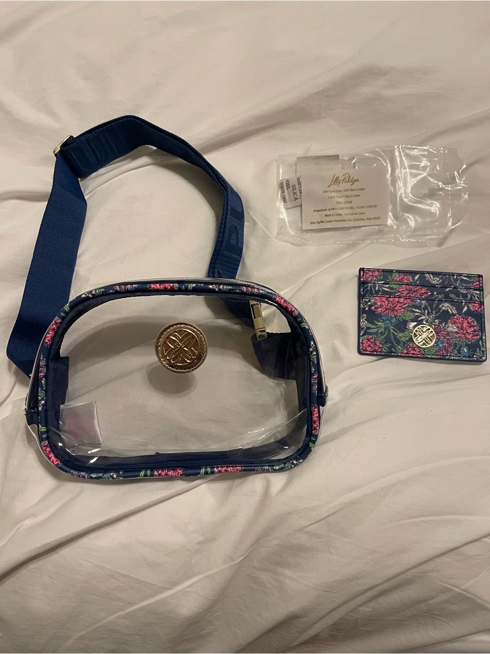 Lilly Pulitzer Navy Floral Clear Crossbody with Floral Card Sleeve